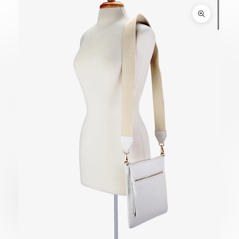 Gigi New York Kit Messenger Crossbody Bag with Beige Strap